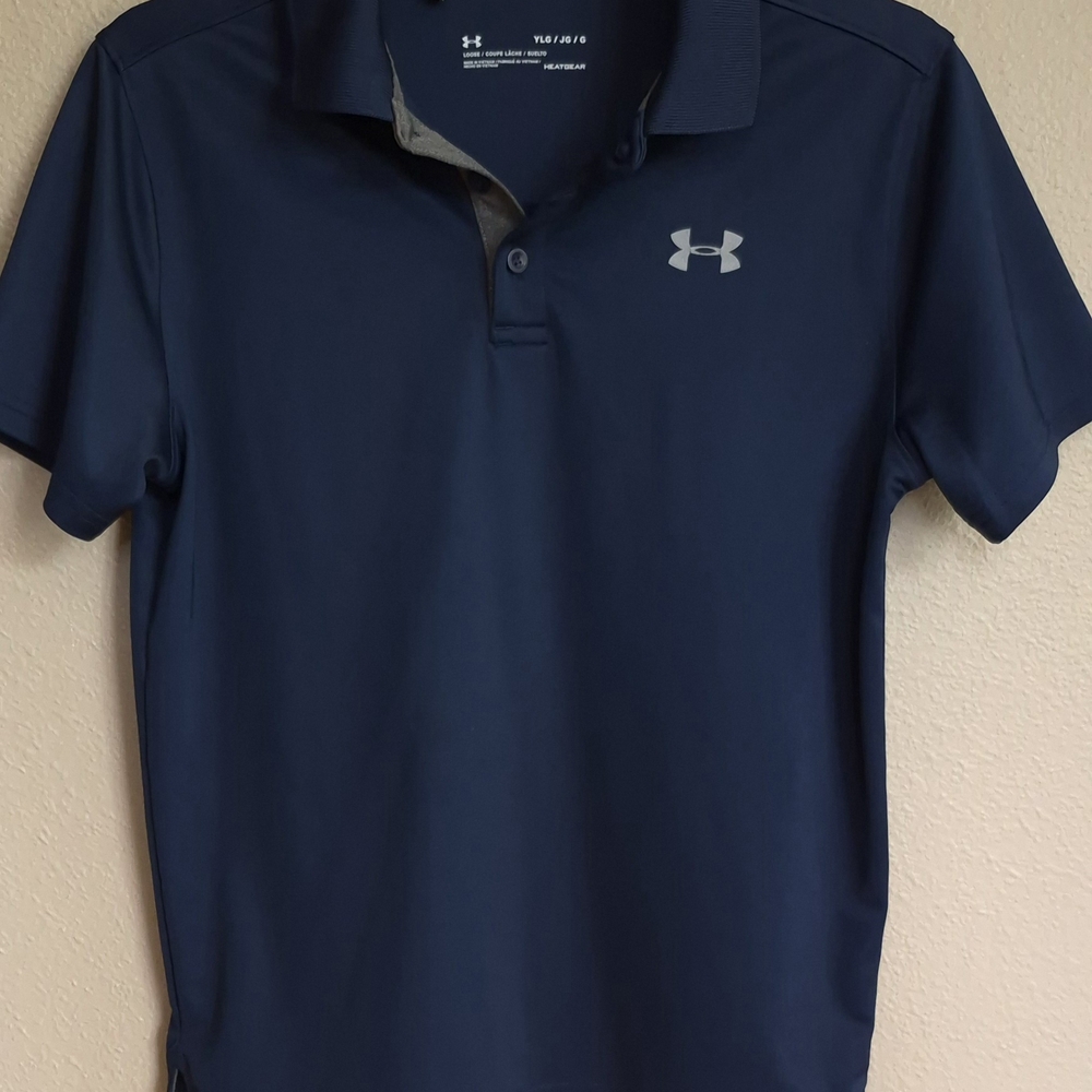 Under Armour Youth Size L Navy Polo Shirt